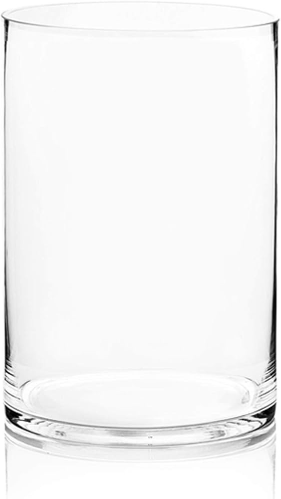 WGV Cylinder Vase, Width 8", Height 12", Clear Wide Large Diameter Flower Glassware, Floral Conta... | Amazon (US)