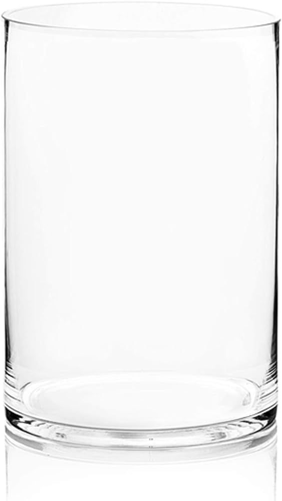 WGV Cylinder Vase, Width 8", Height 12", Clear Wide Large Diameter Flower Glassware, Floral Conta... | Amazon (US)