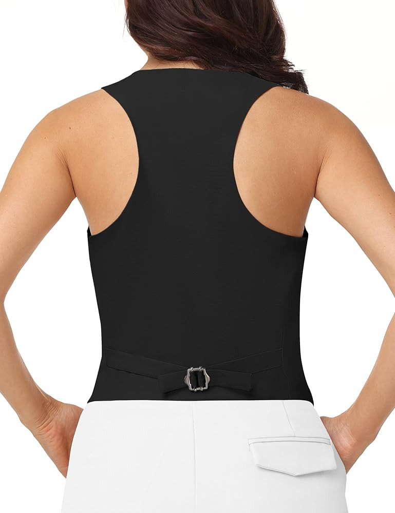 V VOCNI Vest Tops for Women Trendy V Neck Sleeveless Button Down Fully Lined Dressy Casual Suit V... | Amazon (US)