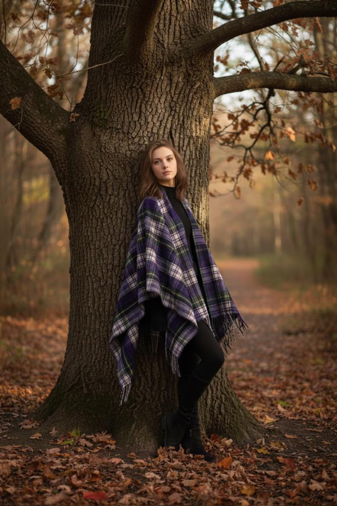 Women’s Scottish Tartan Ruana Handmade Wool Blend Cape Shawl Wrap Highland Ruana With Fringe No... | Etsy (US)