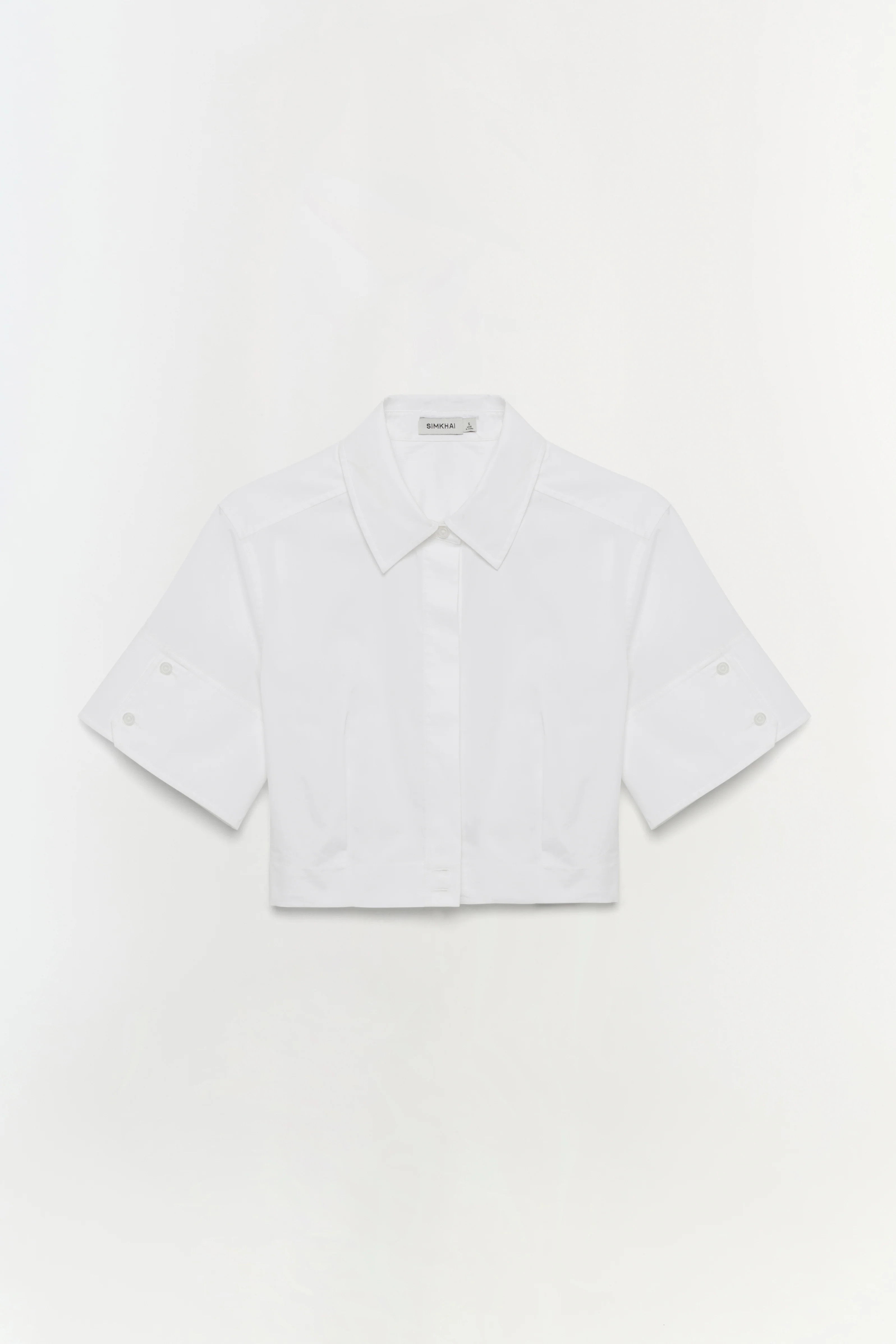 SIMKHAI Women's Sabrina Crop Top in White, Cotton, Size XL | Simkhai