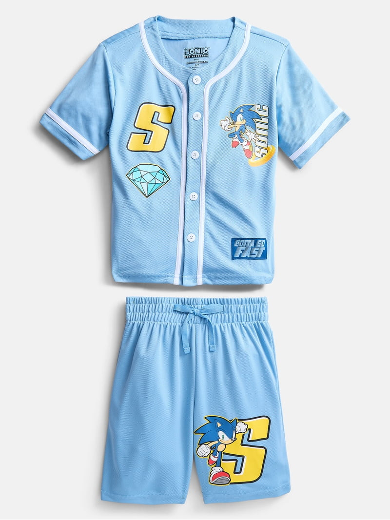 Sonic the Hedgehog Boys Baseball Jersey and Matching Shorts Set, 2-Piece, Sizes 4-12 | Walmart (US)