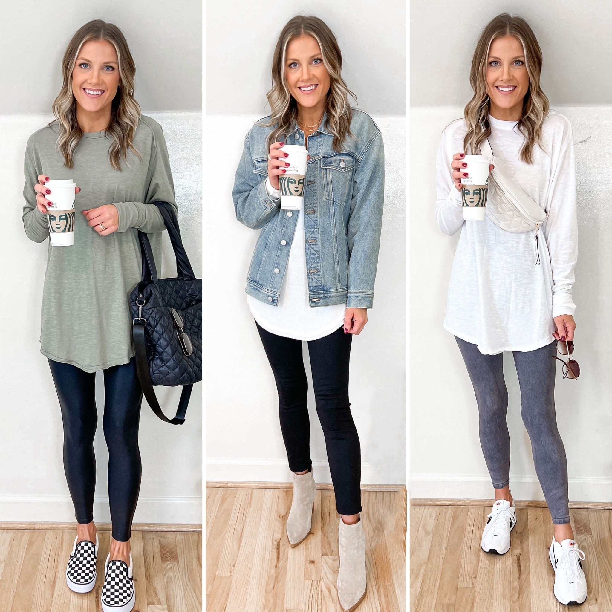 Free people oversized tees: 

First and last tee wearing an XS 
Middle tee wearing a S 
Spanx leggings- small short ( go down in lengths) 
Black jeans- TTS 
Free people leggings- XS/s 


#LTKsalealert #LTKshoecrush #LTKunder100