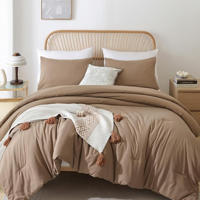 ROSGONIA Super King Comforter, Dark Khaki, 120x120 Soft Bedding Quilt | Amazon (US)