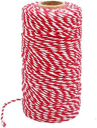 328 Feet Red White Gift Twine String Twine Cotton Bakers Twine Crafts Twine Durable Packing Strin... | Amazon (US)