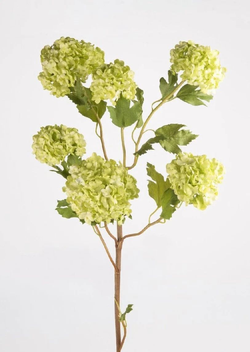 Faux Snowball Flower in Green - 43.5" | Afloral
