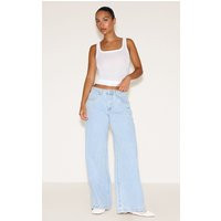 Light Blue Mid Waisted Denim Jeans | PrettyLittleThing US