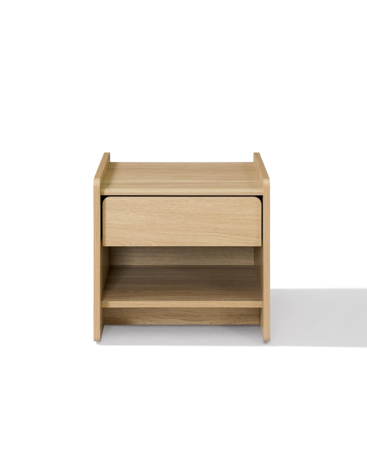 LuxenHome Hazel Oak Manufactured Wood 1-Drawer 1-Shelf 15.5" H End Table and Nightstand - Light oak | Macy's
