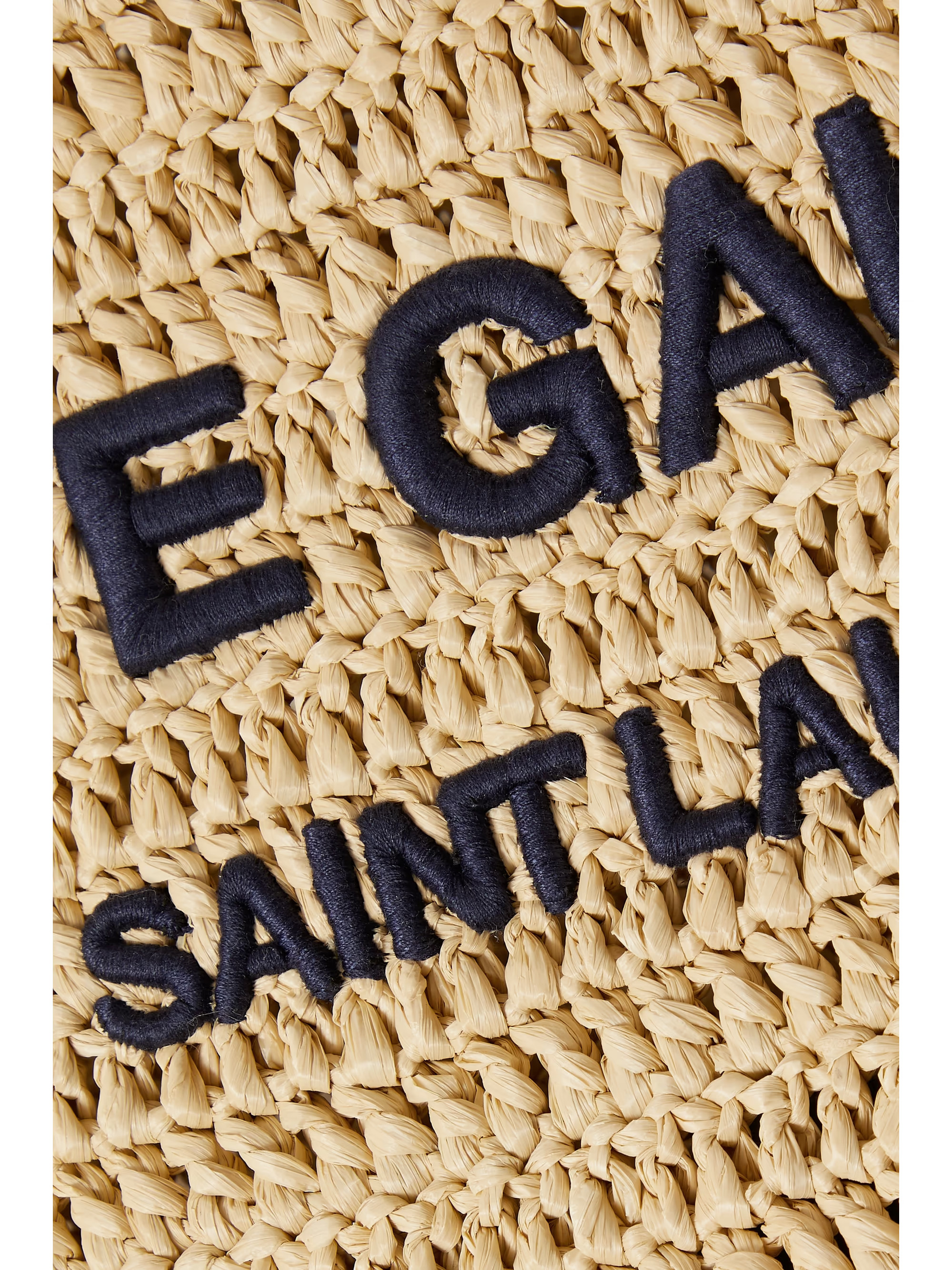 Navy Shopping embroidered raffia tote | SAINT LAURENT | NET-A-PORTER | NET-A-PORTER (US)