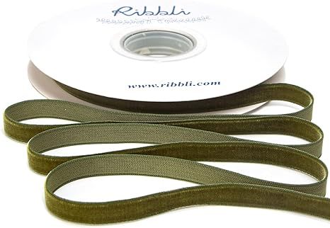 Ribbli Moss Green Velvet Ribbon,Polyester Velvet 3/8 Inches Continuous10-Yard Spool,Christmas Rib... | Amazon (US)