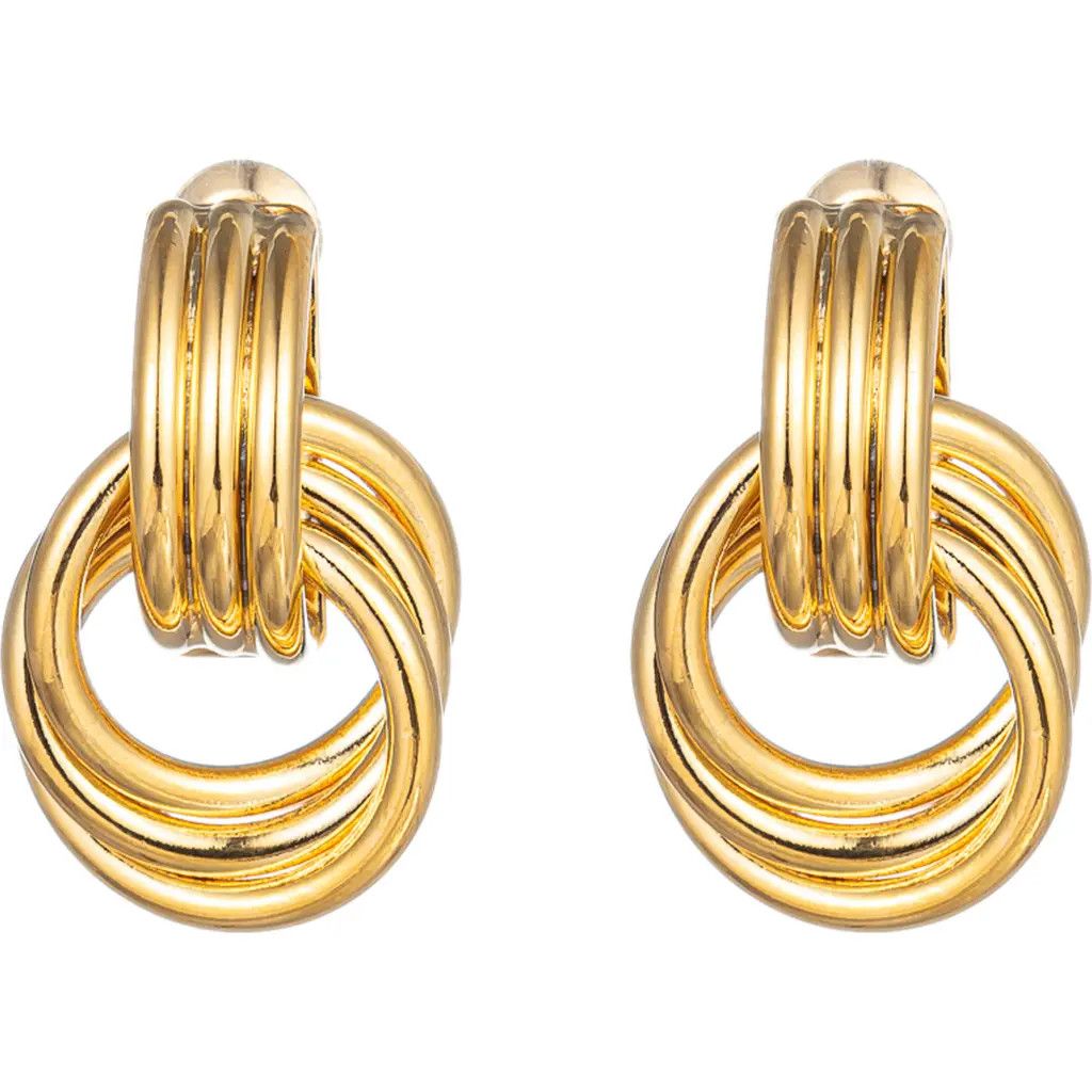 EYE CANDY LOS ANGELES Lisa 24K Gold Plated Open Circle Drop Hoop Earrings at Nordstrom Rack | Nordstrom Rack