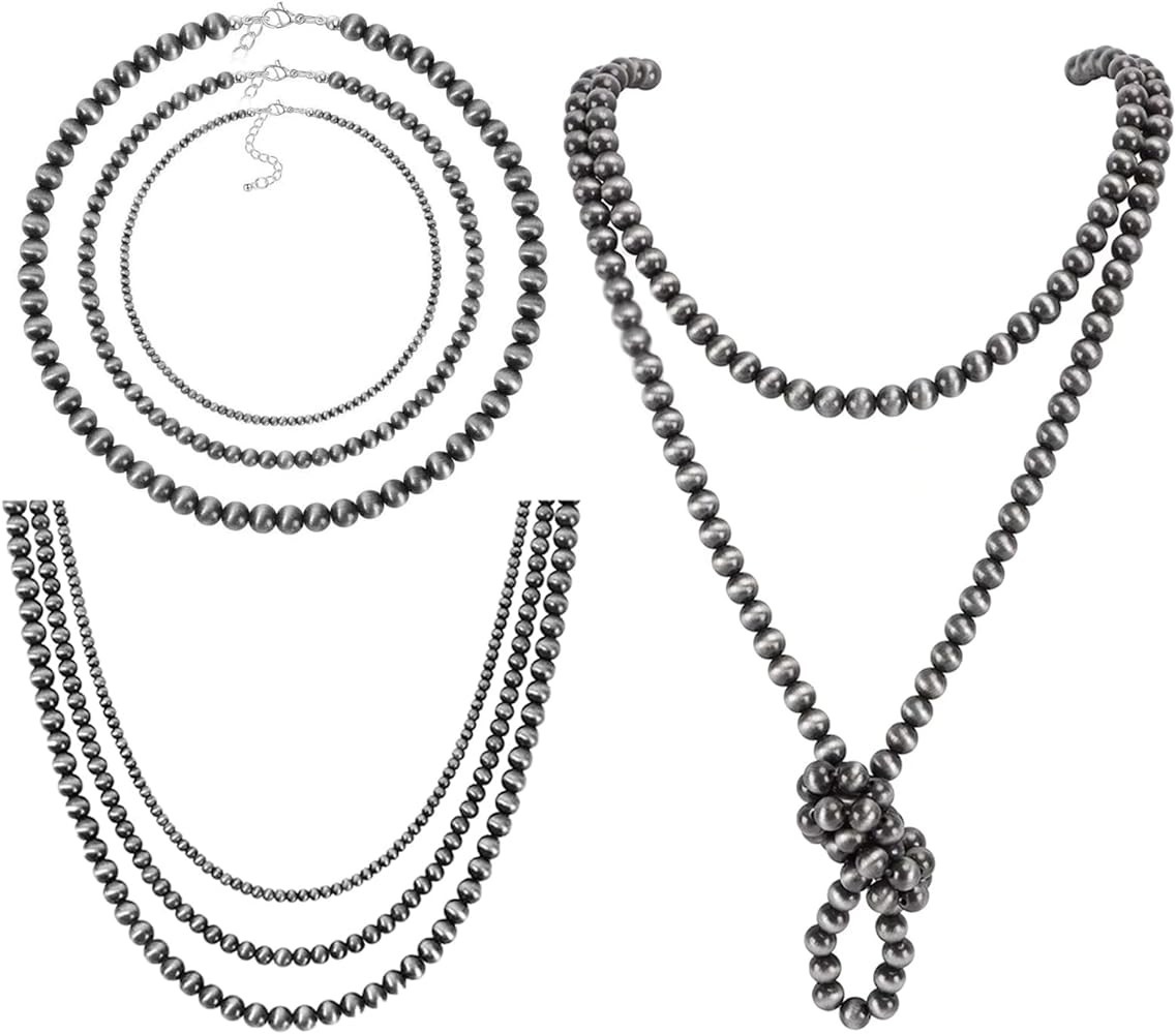 JEWPARK 5Pcs Western Jewelry Navajo Pearl Necklace for Women Western Cowgirl Country Beaded Neckl... | Amazon (US)
