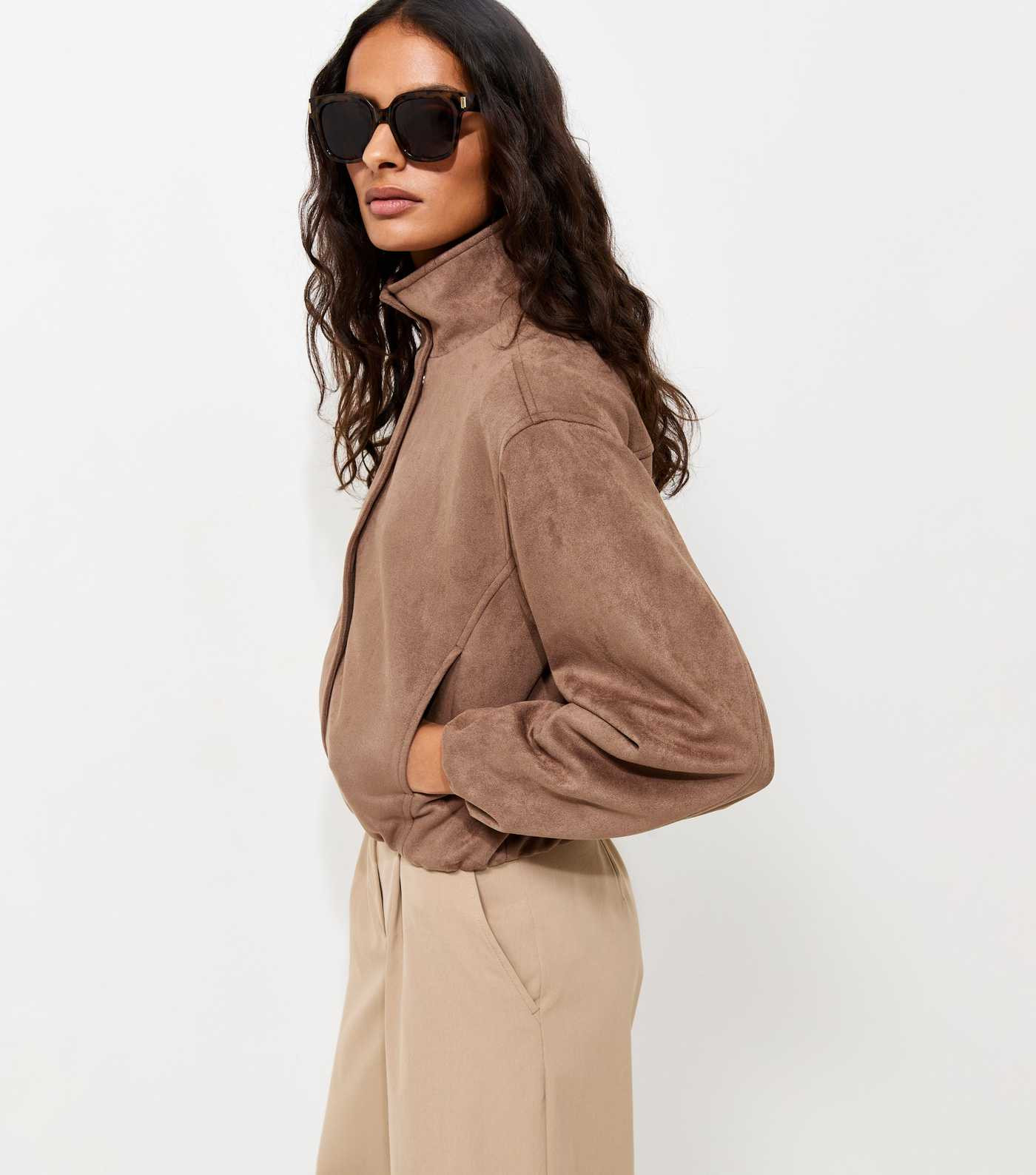 Mink Faux Suede Bubble Hem Jacket | New Look | New Look (UK)