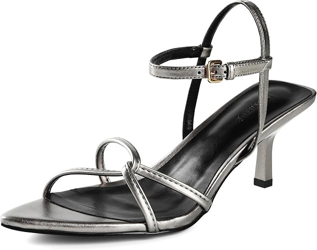 iiimmu Sandal Heels for Women Sexy 2 in Low Heel Sandals Ankle Strappy Sandals Kitten Heels Point... | Amazon (US)