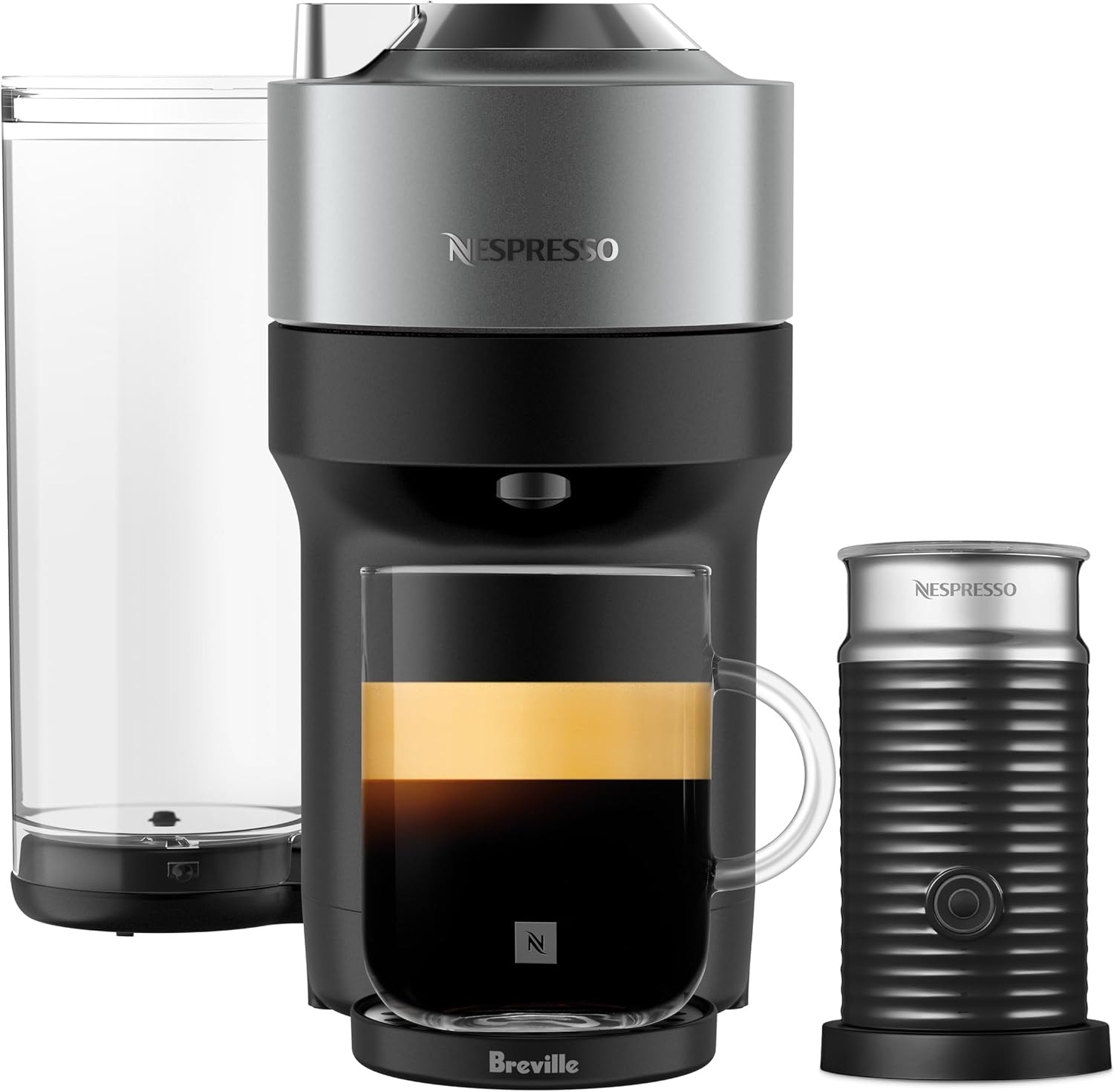 Nespresso Vertuo Pop+ Deluxe Coffee Machine with Milk Frother, Titan Silver | Amazon (US)