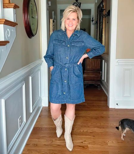 Denim dress is selling fast and is a size medium | Western boots are true to size and under $35 

#LTKunder50 #LTKshoecrush #LTKstyletip
