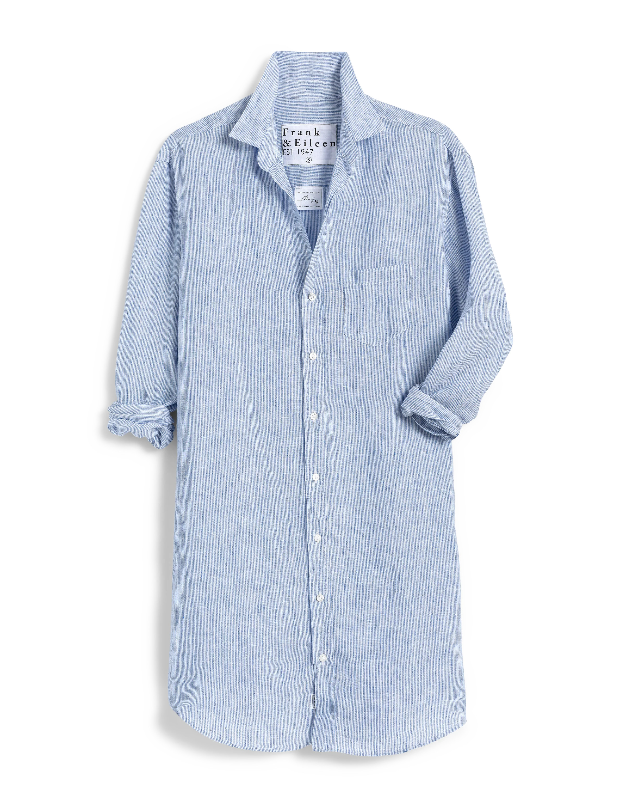 MARY Thin Blue Stripe, Classic Linen | Frank & Eileen | Frank & Eileen
