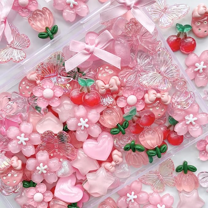 CasaPopz 60 Pcs Kawaii Charms Bulk Kit, Flatback Resin Charms for Crafts, Mini Acrylic Decoden Em... | Amazon (US)