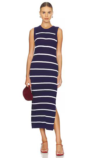 Emma Stripe Midi Dress in Indigo Multi | Revolve Clothing (Global)