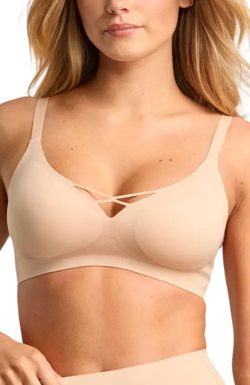 Siella No-Show V-Neck Bra in Maple Sugar at Nordstrom, Size Small | Nordstrom
