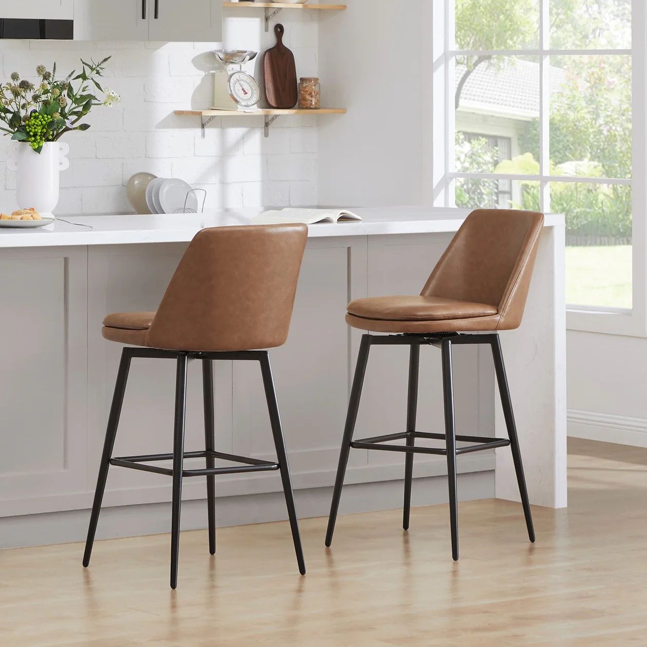 CHITA®️ Eli Swivel Barstool (Set of 2） - chitaliving.com | Chita