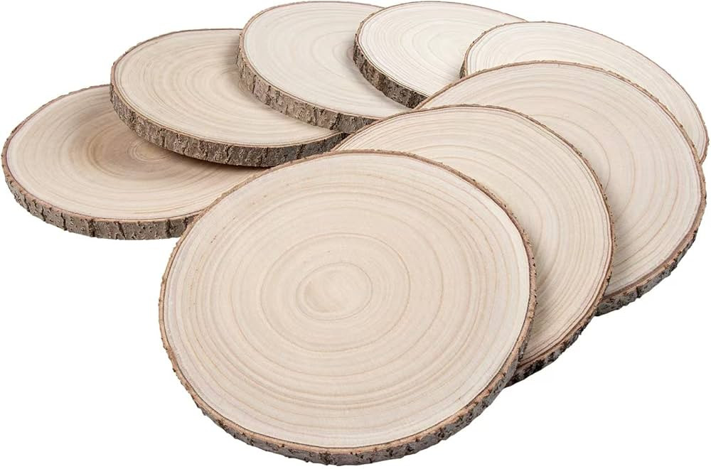 Maputune 8 Pcs 12-13 in Large Unfinished Wood Slices for Centerpieces, Natural Rustic Wooden Plat... | Amazon (US)