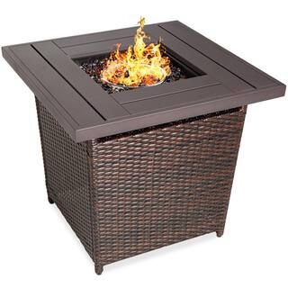 Best Choice Products Brown Square Wicker Fire Pit Table-SKY5673 - The Home Depot | The Home Depot
