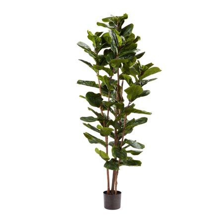 Pure Garden Artificial Fiddle Leaf Fig Tree - Faux Plant in Pot with Natural Feel Leaves-Realistic I | Walmart (US)