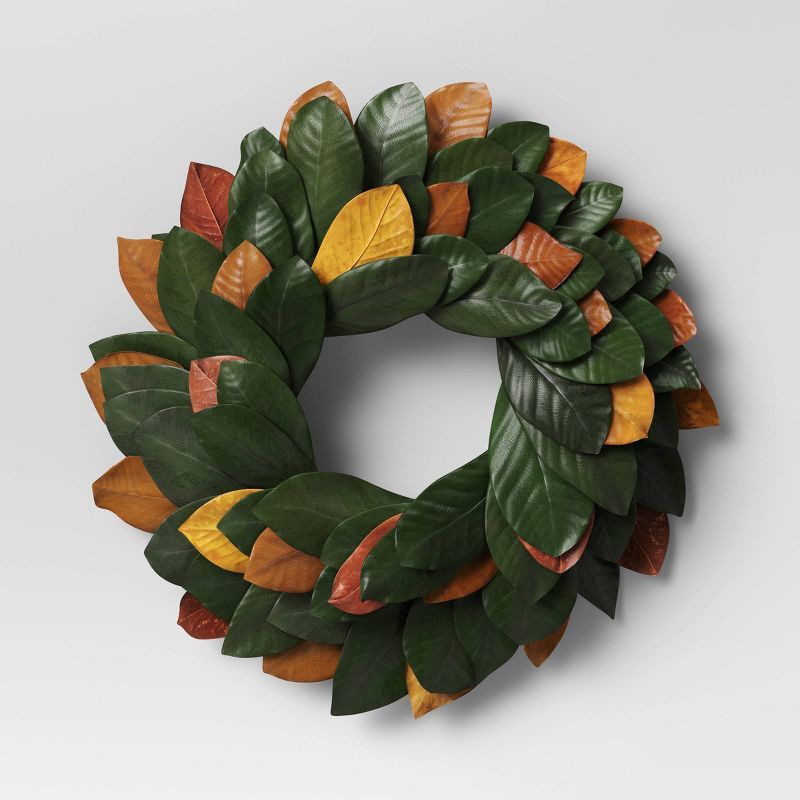 21" Dried Magnolia Wreath Green - Threshold™ | Target