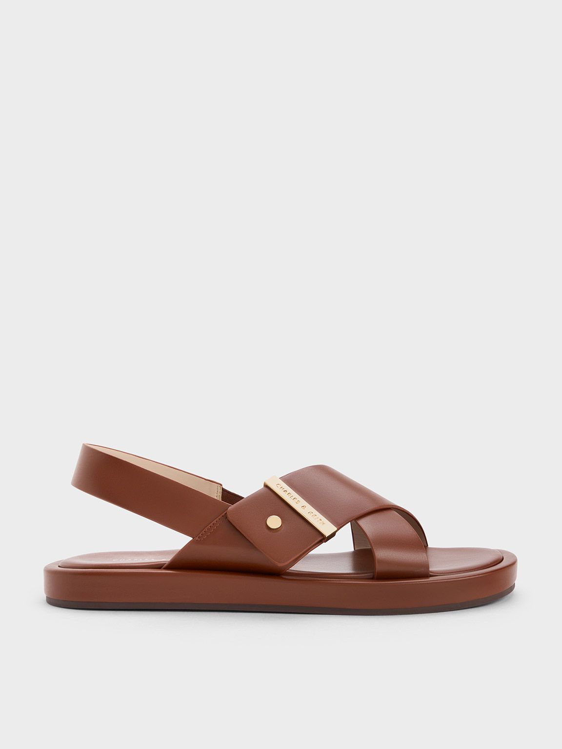 Crossover Back Strap Sandals
 - Cognac | Charles & Keith UK