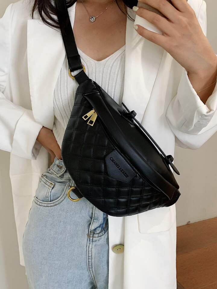 New Style Versatile Chest Bag Christmas Gift Sewing Multiple Texture Thick Chain Waist Bag Casual... | SHEIN