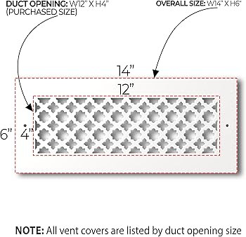 SABA Home Decor Air Vent Cover Grille - Acrylic Plexiglass 4" x 12" Duct Opening, 6" x 14" Overal... | Amazon (US)