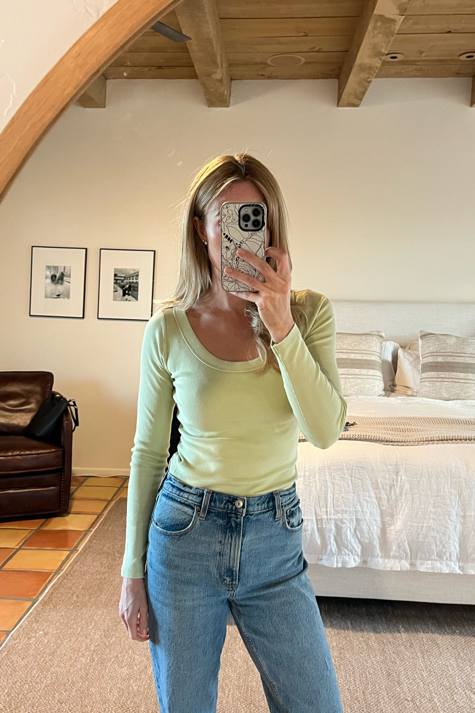 Abercrombie & Fitch long sleeve balletic scoop neck top in light green - wearing size small.

Not cropped length, perfect scoop night and fun bright color for spring. Thick enough to be warm but not too warm. Paired with A&F jeans (size 27) 

#LTKFindsUnder50 #LTKStyleTip #LTKSeasonal