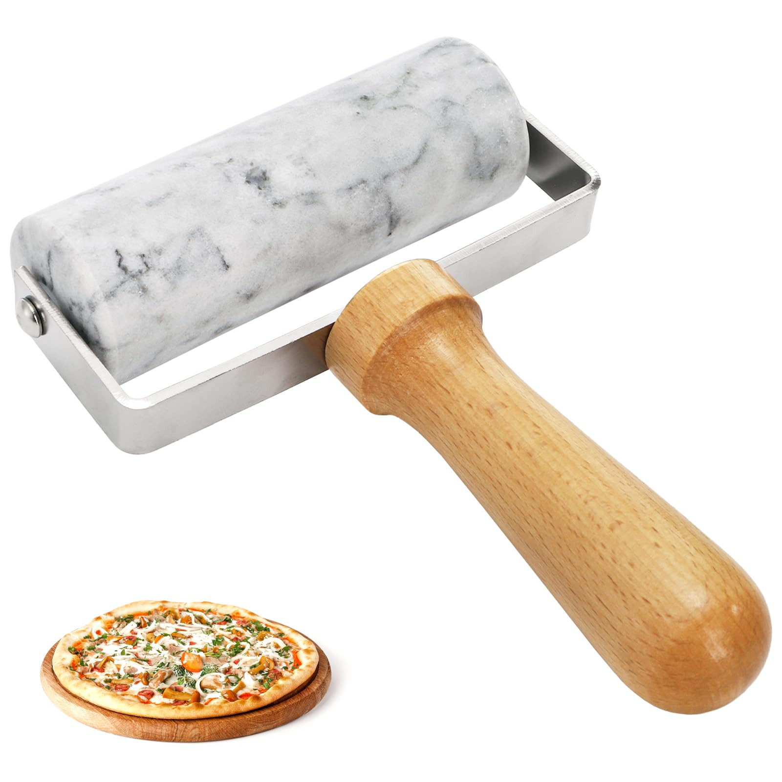 Hiceeden Marble Pizza Dough Roller, Non-Stick Pastry Rolling Pin with Wooden Handle, Small T-Type... | Amazon (US)