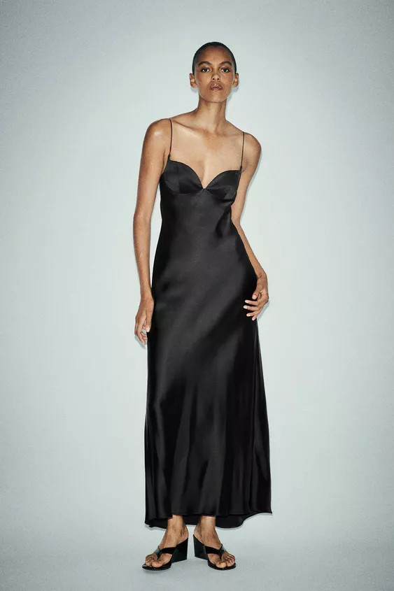 SATIN LONG DRESS | Zara US