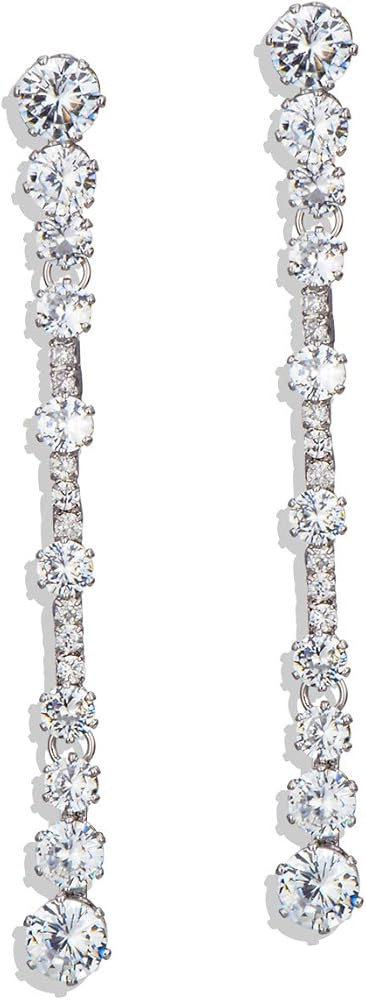 CZ Linear Earrings for Women - Long Cubic Zirconia Crystal Rhinestone CZ Bar Strand Earrings Brid... | Amazon (US)