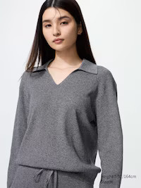 Washable Knit Polo Jumper | UNIQLO (UK)