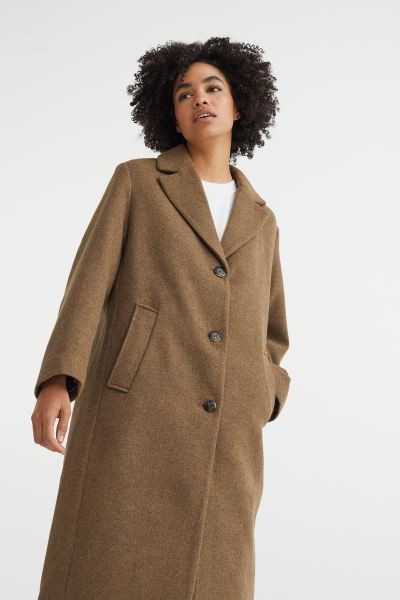 Single-breasted Coat - Dark beige melange - Ladies | H&M US | H&M (US + CA)