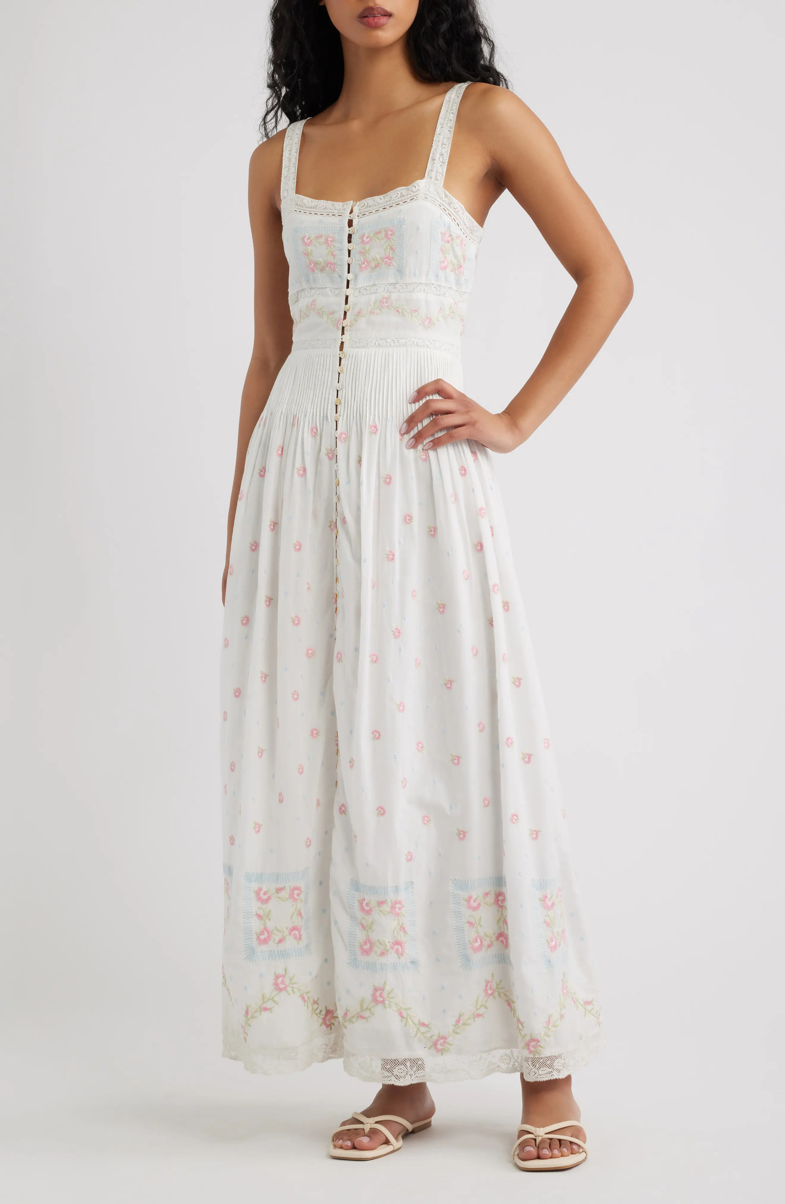 Cerys Floral Lace Detail Cotton Maxi Dress (Women) | Nordstrom | Nordstrom