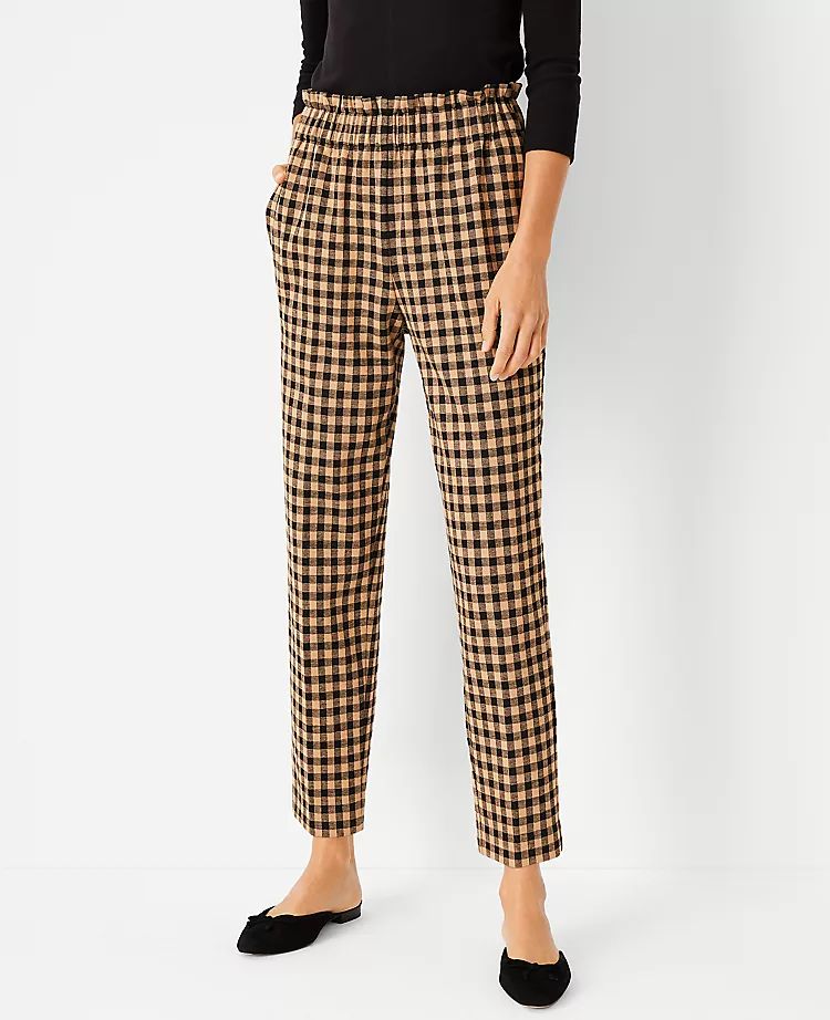 The Checked Pull On Paperbag Ankle Pant | Ann Taylor (US)