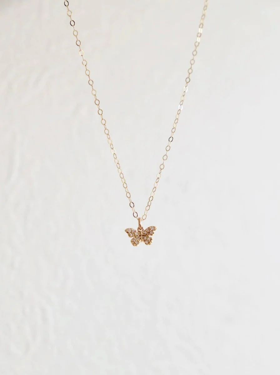 Miniature CZ Butterfly Necklace | LIV & Company
