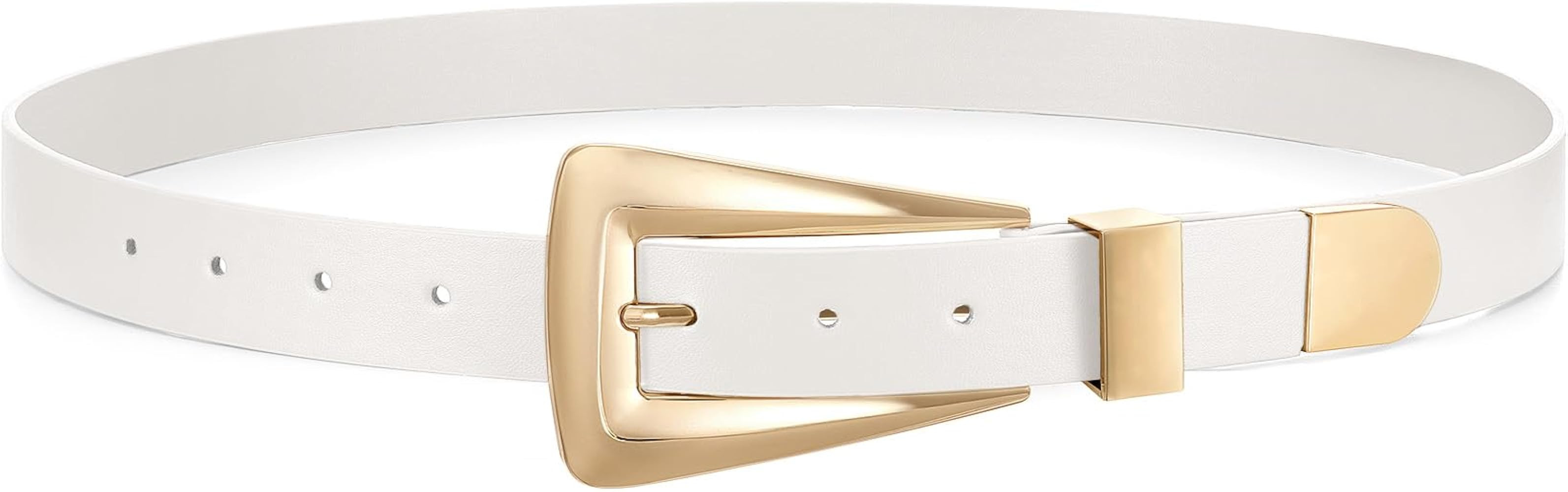 Women's Leather Belts for Jeans Pants Fashion Leather Waist Belt Ladies Dress Belts with Gold/Sil... | Amazon (US)