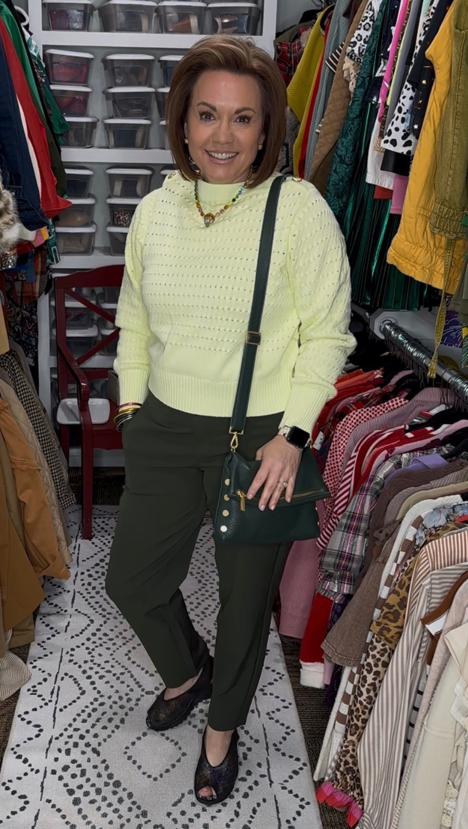 Monochrome outfits are one of the easiest ways to look instantly polished. 💚

Wearing similar tones from head to toe creates a long, streamlined silhouette and makes getting dressed so much easier. I paired these deep green ankle pants with a soft light green sweater and finished the look with a coordinating crossbody bag and textured black peep-toe flats.

Adding a slightly lighter shade on top keeps the outfit interesting while still giving that chic monochromatic feel.

✨ Style Tip: Mixing different shades of the same color keeps monochrome outfits from looking flat.



monochrome outfit, green monochrome look, workwear outfit idea, chic casual outfit, over 40 style, elevated everyday outfit

#LTKOver40 #LTKMidsize #LTKootd