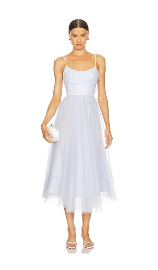 Tulle Corset Midi Dress in Light Blue | Revolve Clothing (Global)