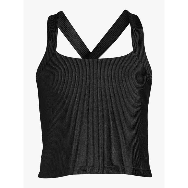 Sofia Active by Sofia Vergara Women's Ribbed Shine Shelf Bra Tank Top | Walmart (US)