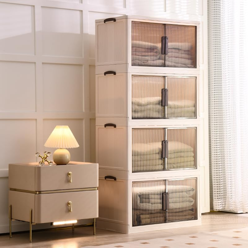 520QT/130GAL Storage Bins with 1 lid, Stackable Storage Bins Closet Organizers and Drawer Foldabl... | Amazon (US)