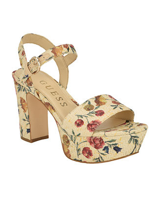 GUESS Women's Haldemiy Two Band Ankle Strap Platform Dress Sandals - Macy's | Macy's