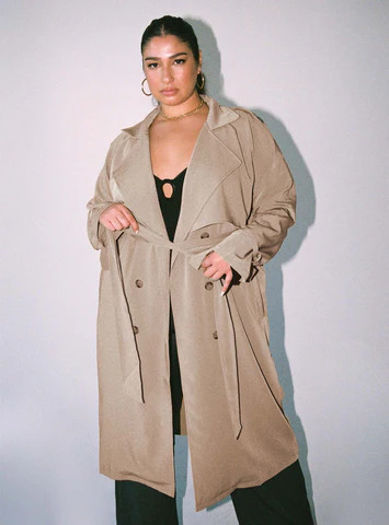 Cassie Trench Coat Beige Curve | Princess Polly AU