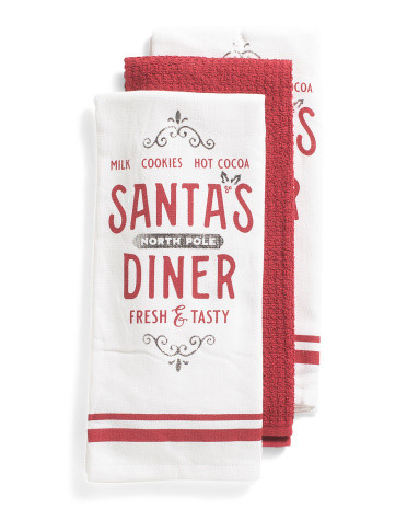 3pk Santa's Diner Kitchen Towels | TJ Maxx