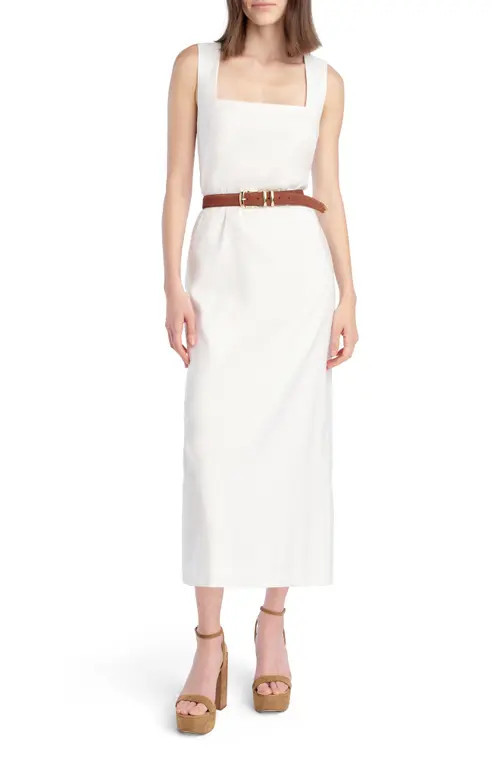 Favorite Daughter The Perfect Opportunity Linen Blend Midi Dress in White at Nordstrom, Size 0 | Nordstrom